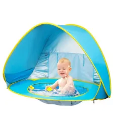 Палатка детская пляжная с бассейном 117х79 см · Автоматическая игровая палатка – тент для малышей для пляжа с защитой от UF лучей UPF 50+