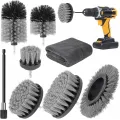Насадки-щетки для дрели и шуруповерта для чистки плитки, ванной, ковров и авто с удлинителем и салфеткой • Набор щеток на дрель для уборки 8 в 1
