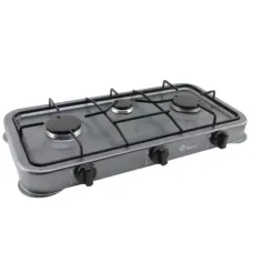 Настольная газовая плита – таганок Domotec MS-6603 на 3 конфорки ∙ Плитка трехконфорочная с эмалированным покрытием ∙ Серая