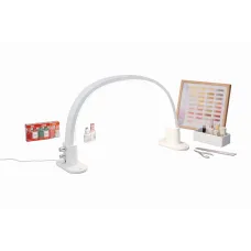Настольная LED лампа F-686 белая для салона красоты • Светодиодная лампа для маникюра, косметолога, бровиста и комфортной работы мастера