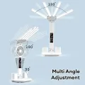 Настольная LED-лампа KRX-1011 с вентилятором, часами и подставкой • Аккумуляторный светильник с дисплеем, сенсорным управлением и 3 режимами света для работы, учебы и дома