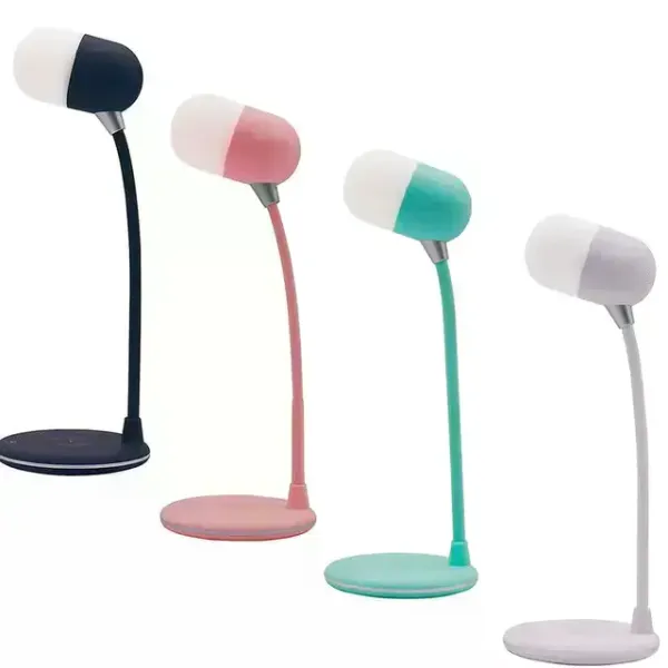 Настольная LED-лампа MD-088 с беспроводной зарядкой, Bluetooth-колонкой и динамиком • Многофункциональная лампа для телефона, музыки и рабочего стола