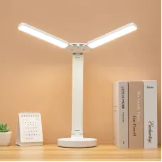 Настольная светодиодная лампа Twice LED Lamp с двойным поворотным светильником - плафоном на аккумуляторе с USB зарядкой и с подставкой для телефона