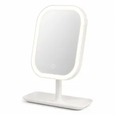 Настольное зеркало для макияжа KAR192 с LED-подсветкой белое • Аккумуляторное косметическое зеркало KAR192 с сенсорным управлением, 3 режимами света и органайзером