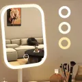 Настольное зеркало для макияжа KAR192 с LED-подсветкой белое • Аккумуляторное косметическое зеркало KAR192 с сенсорным управлением, 3 режимами света и органайзером