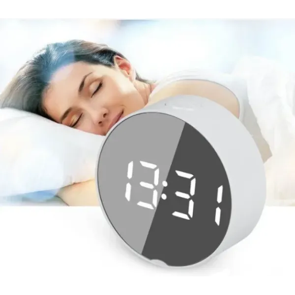 Настольные электронные зеркальные LED часы DT-6505 с будильником, календарем и термометром