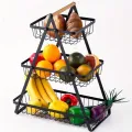 Настольная трехъярусная корзина - фруктовница с деревянной ручкой Triple Fruit Basket · Разборная металлическая корзинка для фруктов