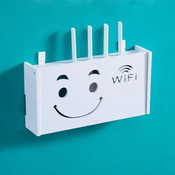 Настенная полка для роутера Смайл · Настенный короб - стеллаж для хранения маршрутизатора без сверления