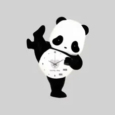 Настенные часы Панда с LED-подсветкой из дерева NCH-31-40 • Бесшумные детские часы с подсветкой на стену в форме панды для кухни спальни гостиной