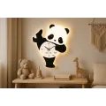 Настенные часы Панда с LED-подсветкой из дерева NCH-31-40 • Бесшумные детские часы с подсветкой на стену в форме панды для кухни спальни гостиной