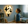 Настенные часы Панда с LED-подсветкой из дерева NCH-31-40 • Бесшумные детские часы с подсветкой на стену в форме панды для кухни спальни гостиной