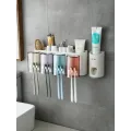 Настенный органайзер в ванную комнату - держатель зубных щеток и с отверстиями для хранения принадлежностей для ванной комнаты + Автоматический диспенсер зубной пасты