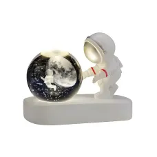 Ночник Космонавт с кристаллической сферой и LED-подсветкой • Декоративный ночник для детской и спальни