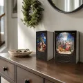 Новогодняя книга с подсветкой XMAS WDL-24023A 19,1 см • настольный декоративный ночник с музыкой, блёстками-снегопадом и питанием от USB или 3 батареек AA