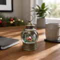 Новорічний світильник XMAS WDL-2103A у вигляді вінтажного ліхтаря • Настільний LED-нічник із Сантою на санях, корпус під бронзу, декор для святкового столу та вітрини