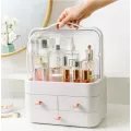 Органайзер для косметики Пылезащитный Водонепроницаемый Cosmetic Storage Box Двухъярусный бокс Розовый Органайзер для косметики