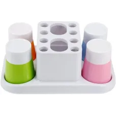 Органайзер для зубных щеток HAPPY FAMILY WASH GARGLE SUIT с дозатором пасты и индивидуальными стаканчиками для всей семьи