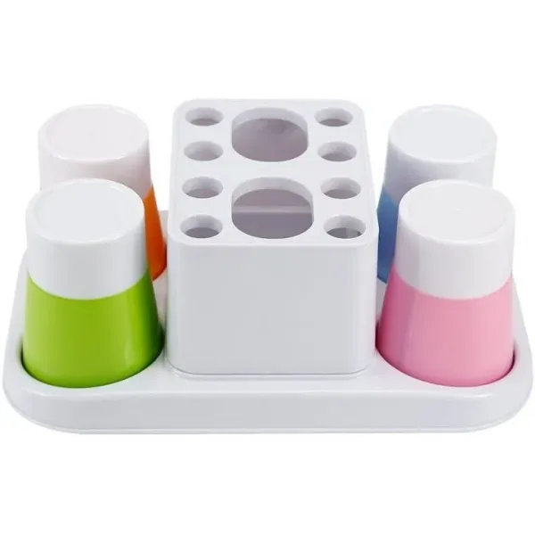 Органайзер для зубных щеток HAPPY FAMILY WASH GARGLE SUIT с дозатором пасты и индивидуальными стаканчиками для всей семьи