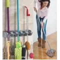 Держатель-органайзер для швабр Magic Broom Holder настенный подвесной | Универсальный Фиксатор швабры, метлы и щеток на 5 ячеек и 6 крючков