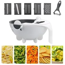 Овощерезка - мультислайсер с корзиной 9 в 1 WET BASKET VEGETABLE CUTTER Многофункциональная ручная терка-шинковка с емкостью