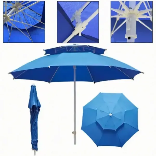 Зонт 2.5 м двойным клапаном HYG1837 • Надёжный зонт для торговли, кафе, пляжа и отдыха на природ