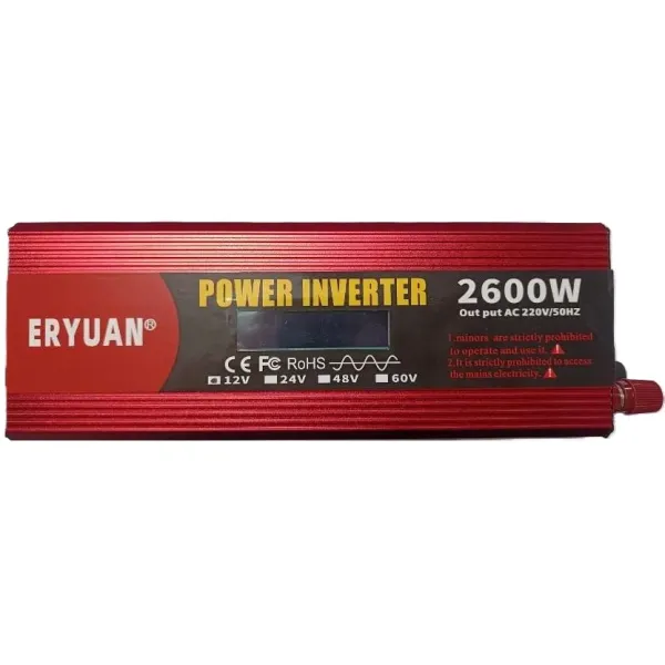 Преобразователь напряжения 2600W 12V в 220V с чистой синусоидой и LCD-дисплеем • Инвертор для аккумулятора, дома, авто и резервного питания
