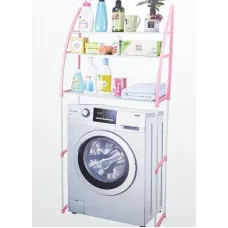 Напольная стойка - органайзер над стиральной машиной, 3 полки | Этажерка с полочками для ванной комнаты | Розовая / голубая