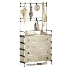 Підлогова вішалка NEWsimple floor clothes 392 • Стійка для одягу NEWsimple floor clothes 392 з полицями для взуття та бічними гачками у передпокій