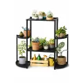 Подставка для цветов напольная металлическая на 6 отделений черная ∙ Стеллаж для растений многоуровневый 6 полок для вазонов и комнатных цветов