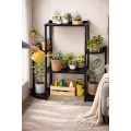 Подставка для цветов напольная металлическая на 6 отделений черная ∙ Стеллаж для растений многоуровневый 6 полок для вазонов и комнатных цветов