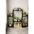 Подставка для цветов напольная металлическая на 6 отделений черная ∙ Стеллаж для растений многоуровневый 6 полок для вазонов и комнатных цветов
