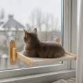 Подвесной гамак для кота KAT-03 на присосках, 62×40 см • лежак к оконному стеклу с высотой крепления 23 см для отдыха у окна
