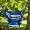 Подвесной гамак-кресло MA546blue 130×100 см коричневый в полоску • Гамак для дома, сада, балкона, террасы и дачи с 2 подушками