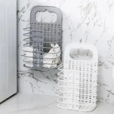 Подвесная складная корзина для белья Grand laundry basket в ванную комнату с ручкой и крючками