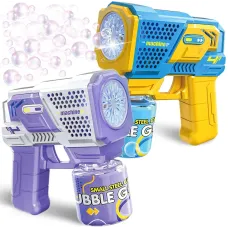 Пистолет генератор мыльных пузырей автоматический с LED-подсветкой • Bubble Gun с пузырьковым раствором для детей и вечеринок