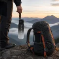Пластикова пляшка Spirit 26X-329 на 1000 мл • Фляга для тренувань, навчання й прогулянок з відкидною кришкою, ремінцем і шкалою, без BPA