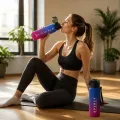 Бутылка Spirit 26X-331 на 1 литр, сине-бордовый градиент • Спортивная питьевая бутылка с герметичной крышкой, ремешком для переноски, шкалой объема и маркировкой BPA Free