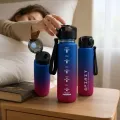 Бутылка Spirit 26X-331 на 1 литр, сине-бордовый градиент • Спортивная питьевая бутылка с герметичной крышкой, ремешком для переноски, шкалой объема и маркировкой BPA Free