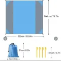 Пляжная подстилка 200х210 см · Складной коврик в чехле для пикника, кемпинга с колышками для фиксации в комплекте