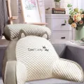 Подушка-спинка PILLOW-07 для дивана біло-сіра • М’яка ортопедична подушка PILLOW-07 для читання та підтримки спини 60×40 см біло-сіра