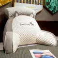 Подушка-спинка PILLOW-07 для дивана біло-сіра • М’яка ортопедична подушка PILLOW-07 для читання та підтримки спини 60×40 см біло-сіра