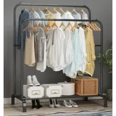 Двойная стойка – вешалка для одежды Double floor Hanger c полкой для обуви, 110х54 см Двойная стойка – вешалка для одежды Double floor Hanger c полкой для обуви, 110х54 см