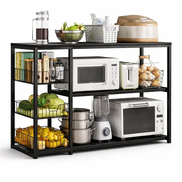 Полка-стеллаж XS-W56B 100 см для дома и хранения вещей • Напольная этажерка-органайзер для обуви, кухни, ванной комнаты, прихожей и гардеробной