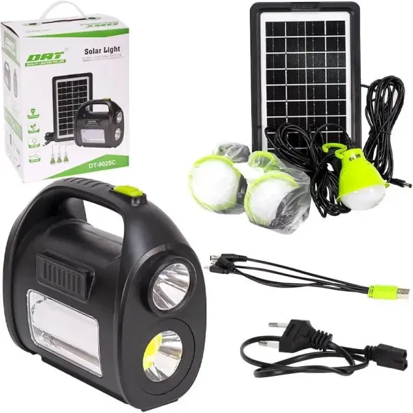 Портативная солнечная автономная система DT-9025C ∙ Солнечная панель с фонарем DT-9025C и повербанком