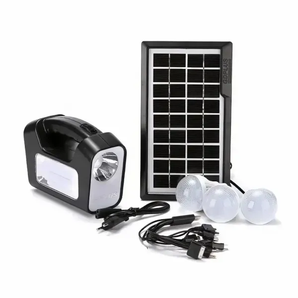 Портативная солнечная станция GDLITE GD3 · Фонарь ручной на солнечной батарее с 3 лампочками · Зарядная станция