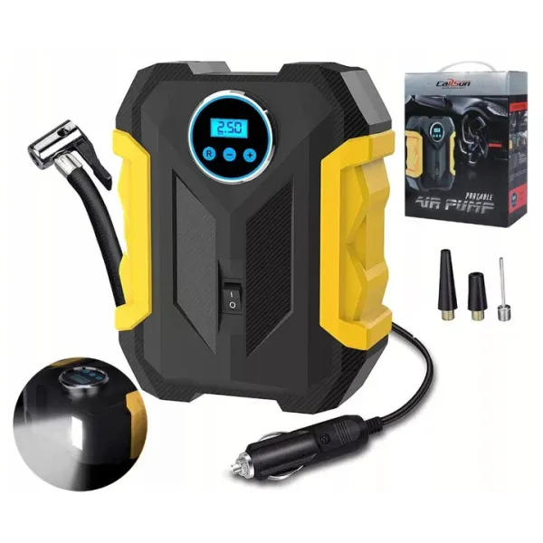 Портативный аккумуляторный воздушный компрессор 12В с экраном Модель 3 • Беспроводной насос для подкачки шин автомобиля, мотоцикла, велосипеда и надувных изделий