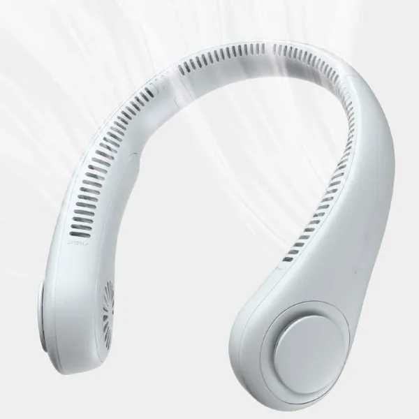 Портативный вентилятор на шею Bladeless Neck Cooler · Охладитель воздуха на шею 3 режима обдува лица и шеи