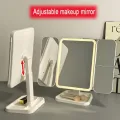 Тройное LED-зеркало для макияжа KAR193 складное аккумуляторное белое • Настольное косметическое зеркало KAR193 с сенсорной подсветкой, 3 режимами света и Micro USB