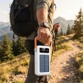 Повербанк YM-638 CX 100000 mAh с солнечной панелью и фонарем • Внешний аккумулятор YM-638 CX 100000 mAh с 4 USB и зарядкой от солнца