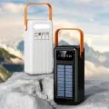 Повербанк YM-638 CX 100000 mAh с солнечной панелью и фонарем • Внешний аккумулятор YM-638 CX 100000 mAh с 4 USB и зарядкой от солнца